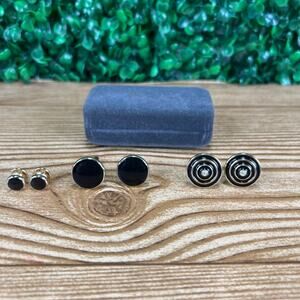 Bundle of Mens Black and Gold Cufflinks